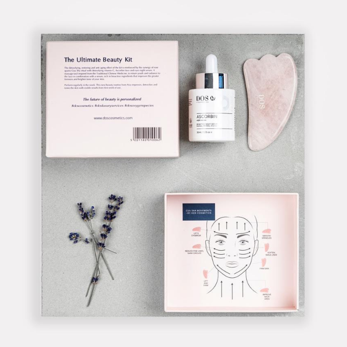 ΣΕΤ ΟΜΟΡΦΙΑΣ ΑΠΟΛΥΤΟ GLOW | Gua Sha Tool με ορό νύχτας Ascorbin για λαμπερό δέρμα