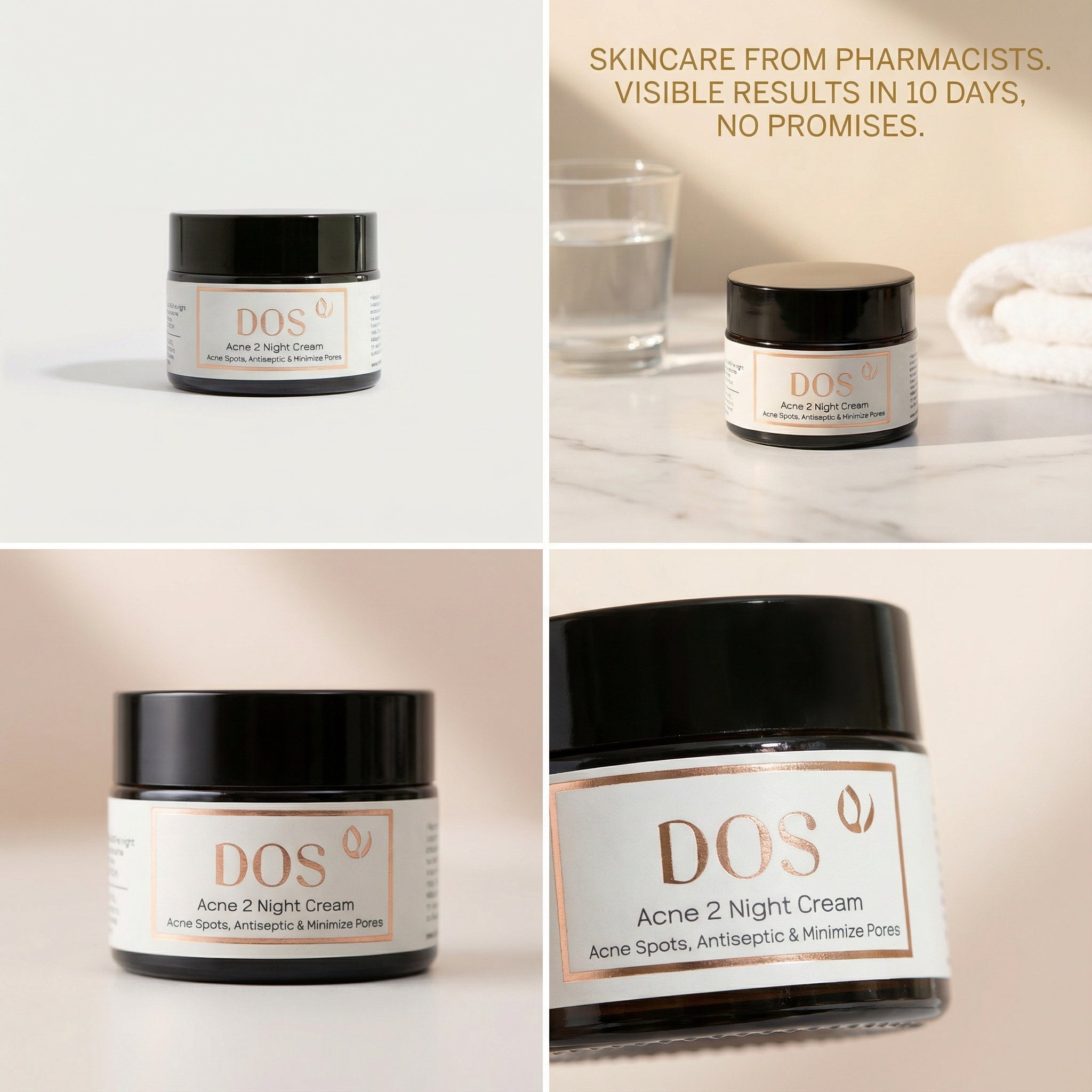 Natural acne night treatment cream - balances sebum and reduces inflammation - DOS Cosmetics