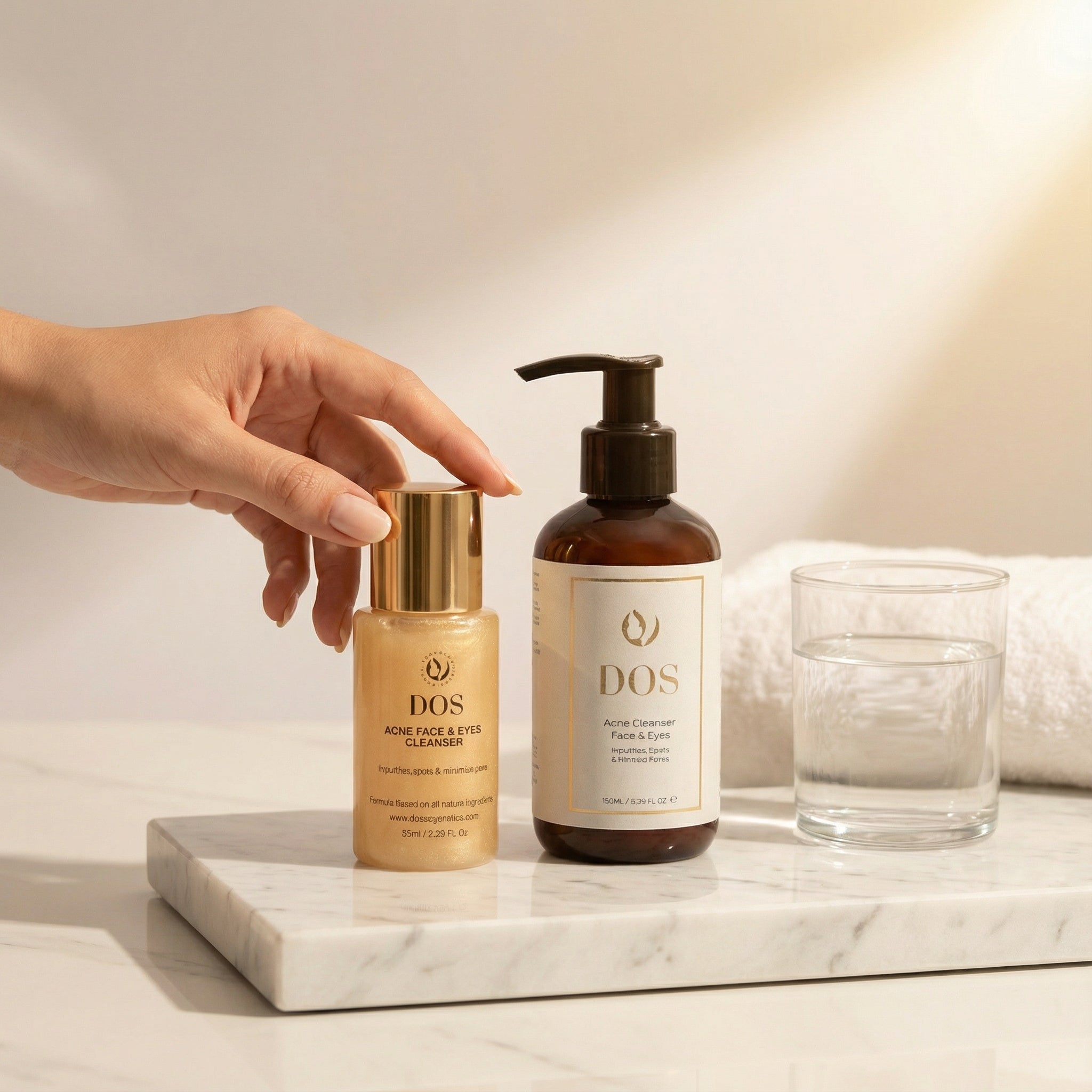 Natural acne facial cleanser for face and eyes with Greek mountain tea, tea tree, calendula and lavender - DOS Greek skincare