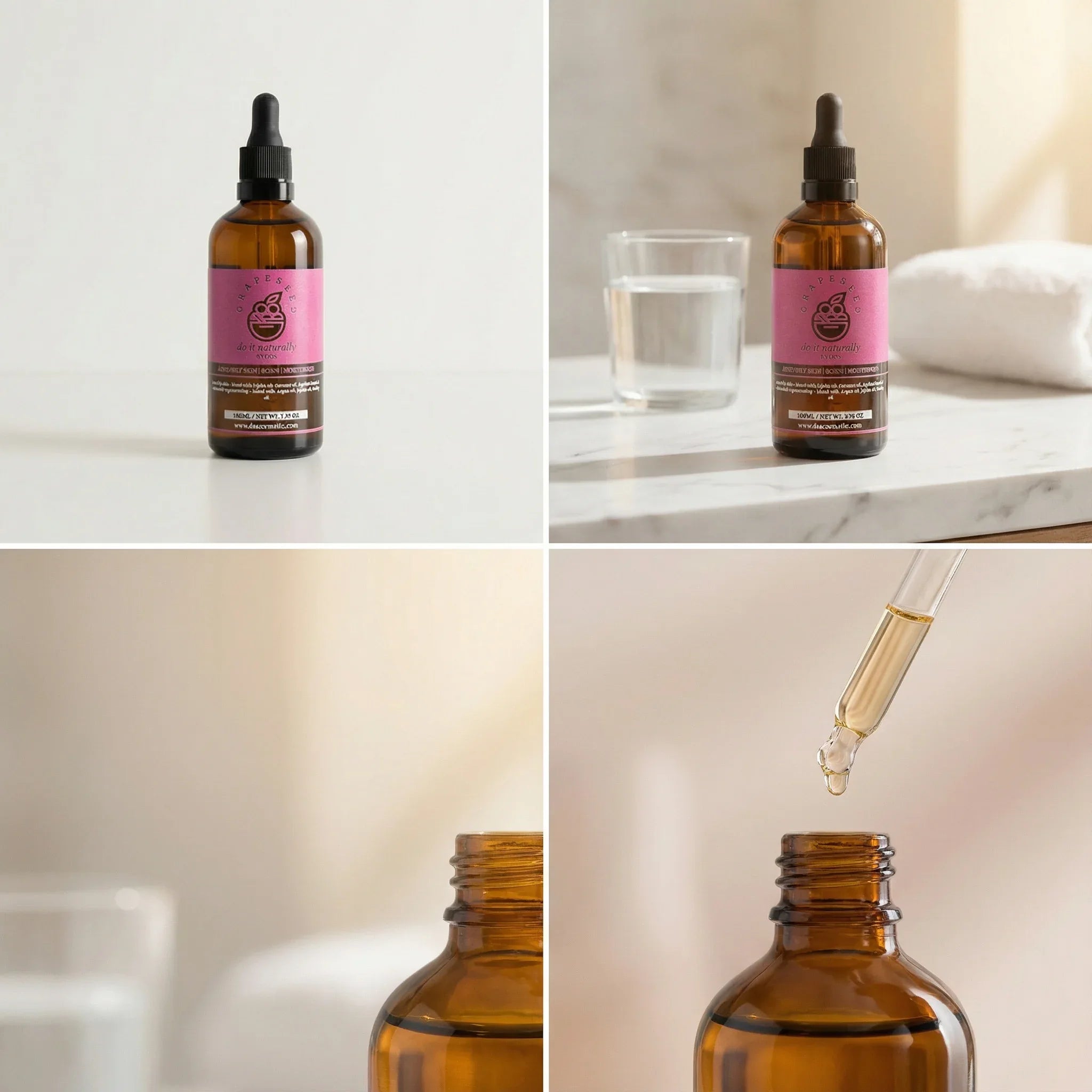 Cold-pressed grapeseed oil - non-comedogenic antioxidant treatment - combination skin type - DOS Cosmetics