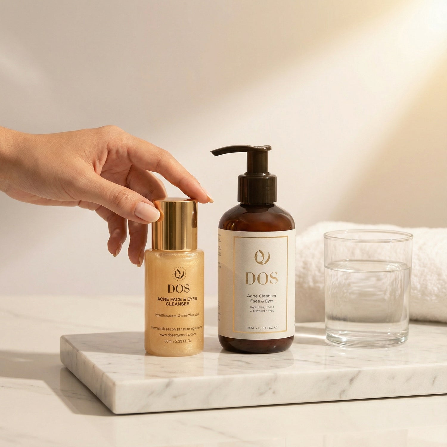 Natural acne facial cleanser for face and eyes with Greek mountain tea, tea tree, calendula and lavender - DOS Greek skincare