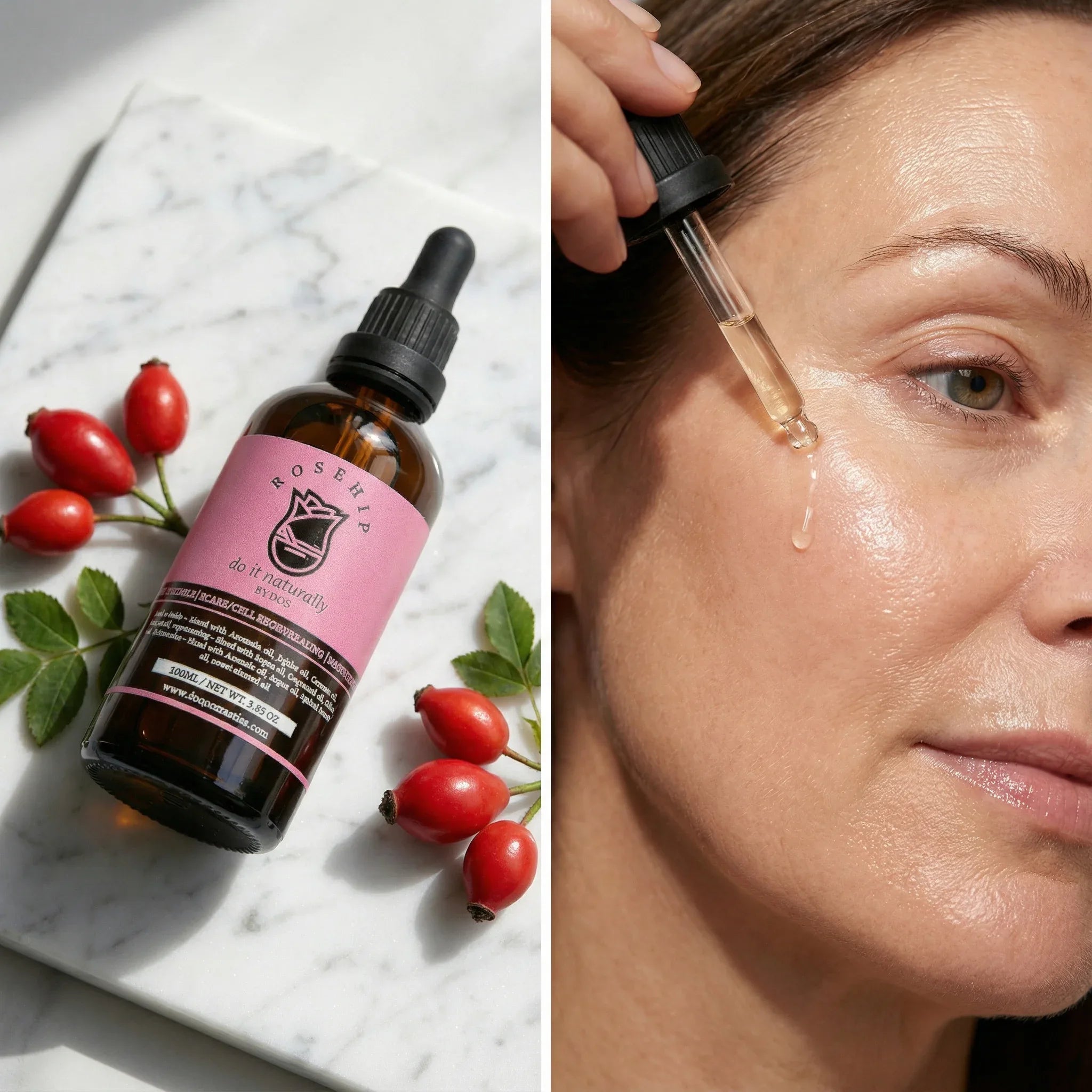 Cold-pressed rosehip oil - vitamin A rich anti-aging treatment and powerful antioxidant by DOS 