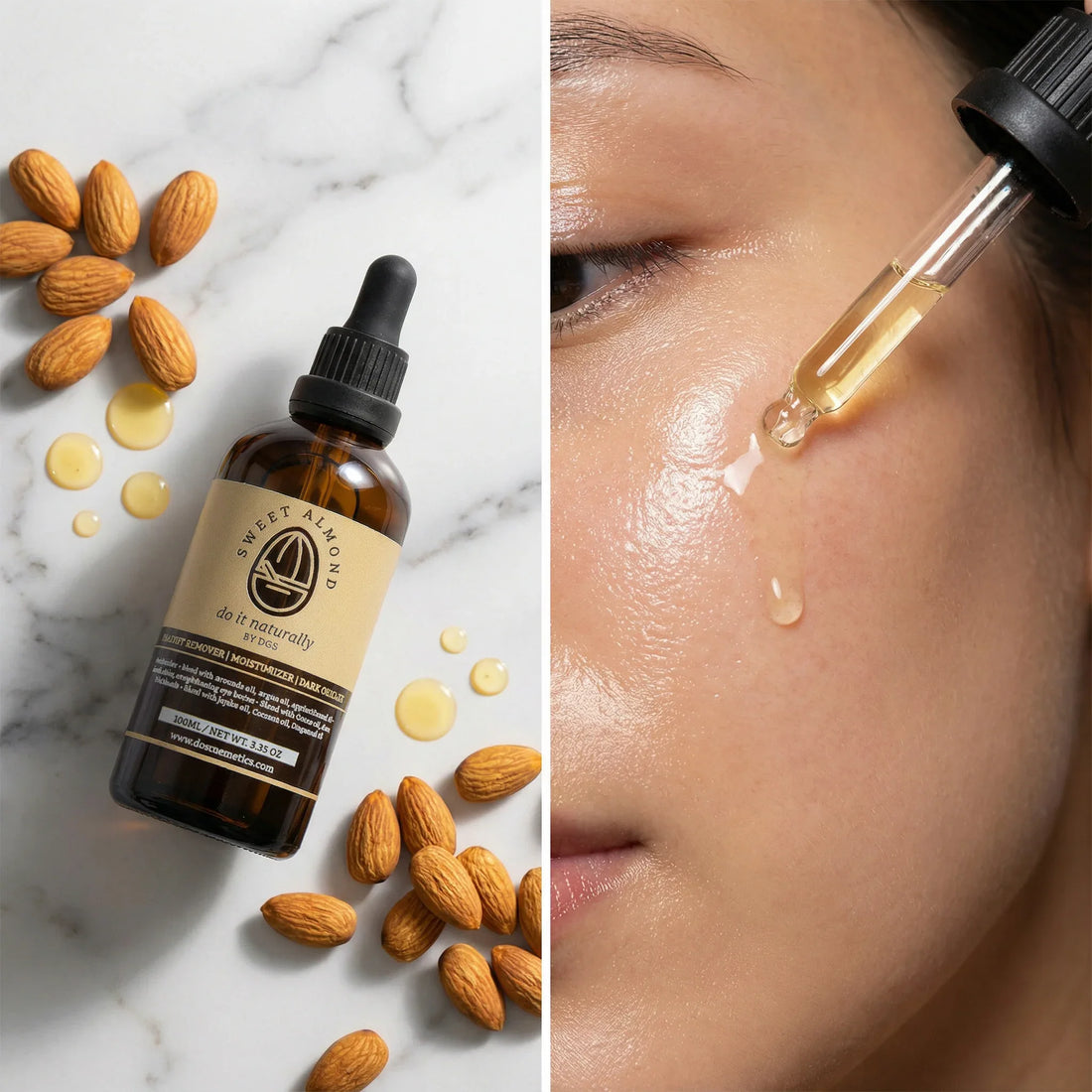 Cold-pressed sweet almond oil - vitamin-rich moisturizing treatment ideal for combination skin - DOS Cosmetics
