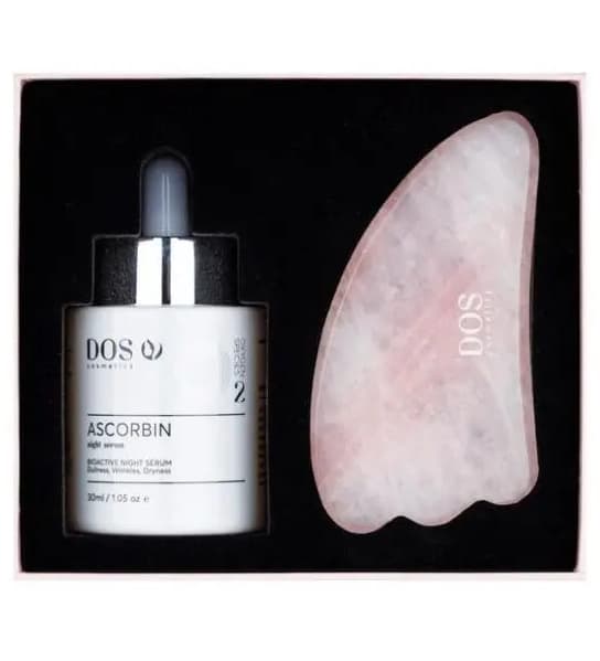 ΣΕΤ ΟΜΟΡΦΙΑΣ ΑΠΟΛΥΤΟ GLOW | Gua Sha Tool με ορό νύχτας Ascorbin για λαμπερό δέρμα