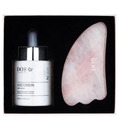ΣΕΤ ΟΜΟΡΦΙΑΣ ΑΠΟΛΥΤΟ GLOW | Gua Sha Tool με ορό νύχτας Ascorbin για λαμπερό δέρμα